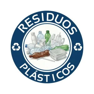 Etiqueta circular de residuos plásticos